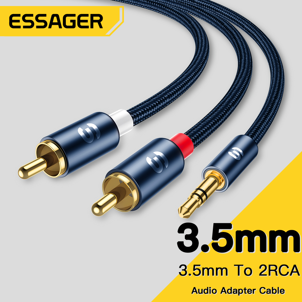 Home Cinema Tv - Essager สายสัญญาณเสียง3.5มม.ถึง2 RCA ตัวผู้หญิง Splitter Aux